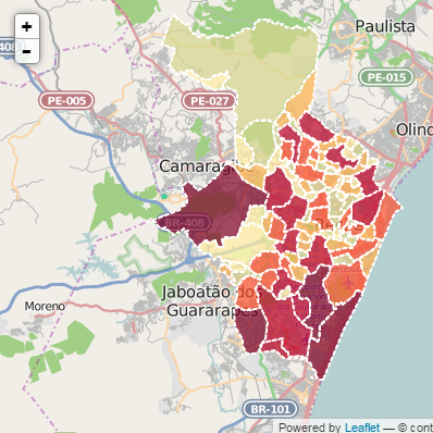 Visualização Mapa Estatístico de solicitações à 156